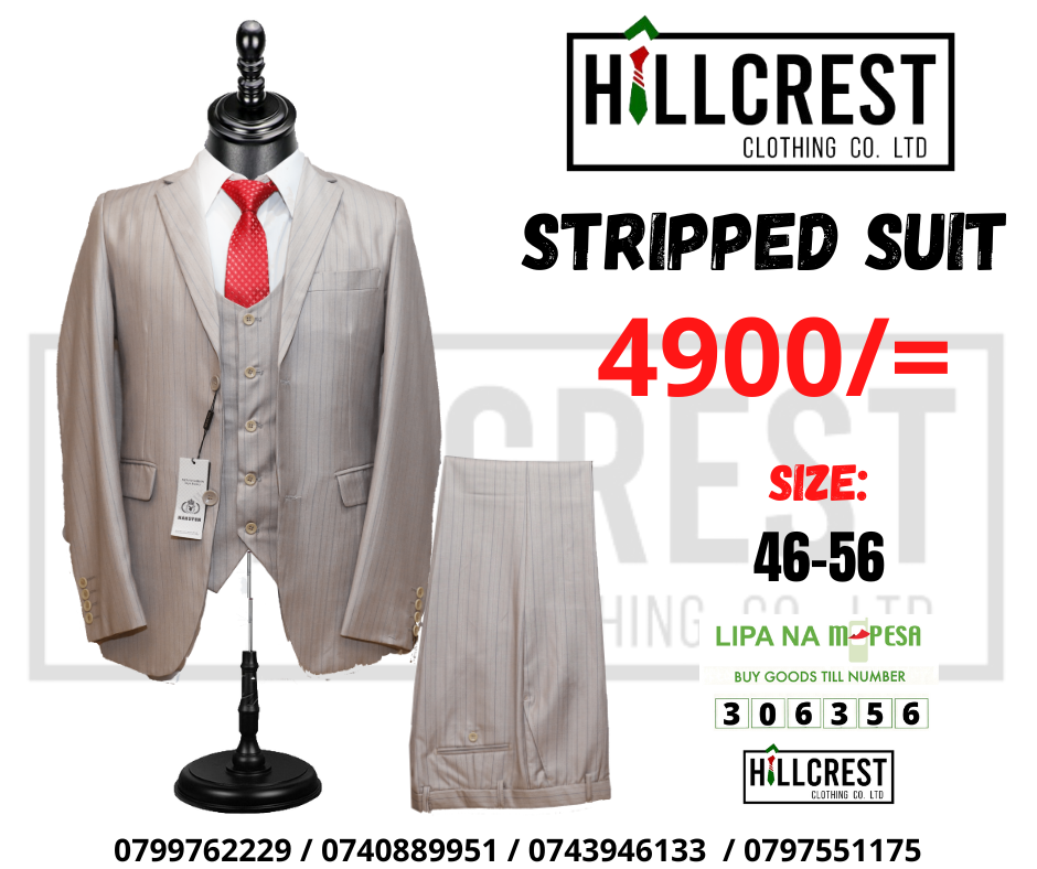 Pinstripes 3-piece suit Beige