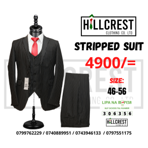 Pinstripes 3-piece suit black