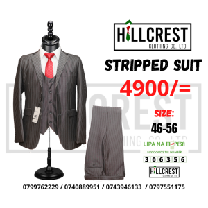 Pinstripes 3-piece suit brown